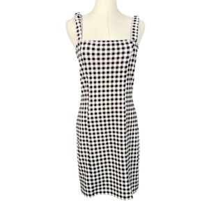 H&M Divided Women Black White Gingham Checkered Bodycon Mini Dress Medium